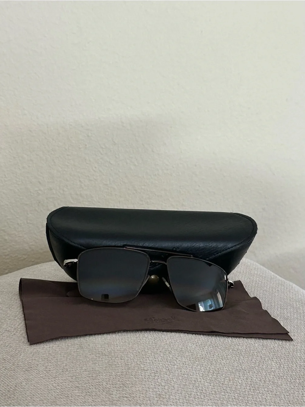 Persol Brown Gradient Lens Metal Frame Sunglasses